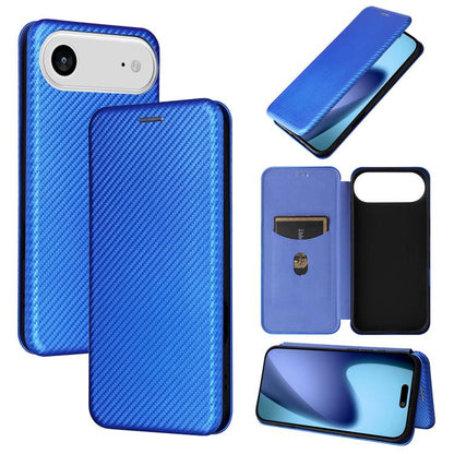 For iPhone Air Carbon Fiber Texture Flip Leather Phone Case(Blue) - iPhone Air Cases by buy2fix | Online Shopping UK | buy2fix