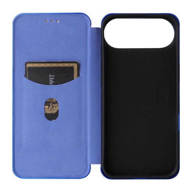For iPhone Air Carbon Fiber Texture Flip Leather Phone Case(Blue) - iPhone Air Cases by buy2fix | Online Shopping UK | buy2fix