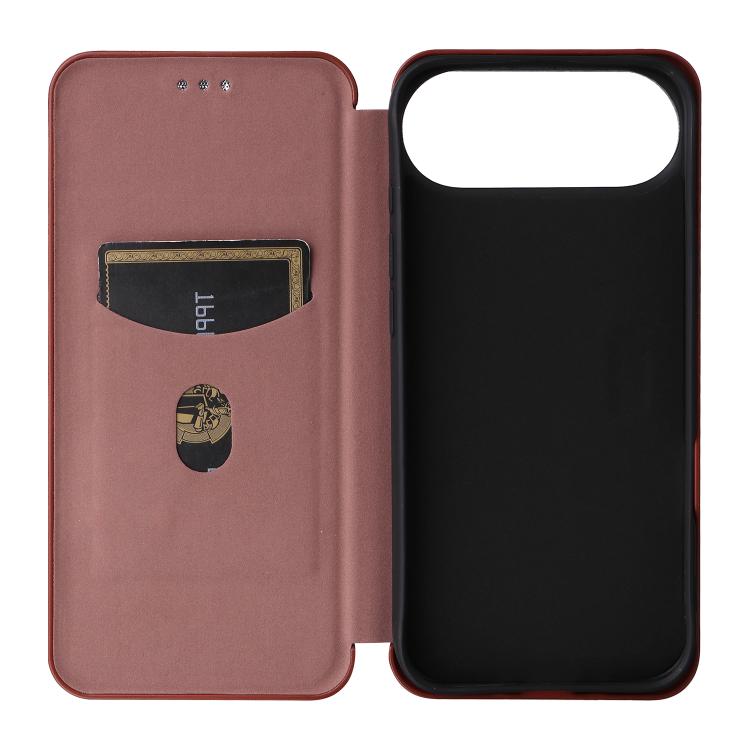 For iPhone Air Carbon Fiber Texture Flip Leather Phone Case(Brown) - iPhone Air Cases by buy2fix | Online Shopping UK | buy2fix