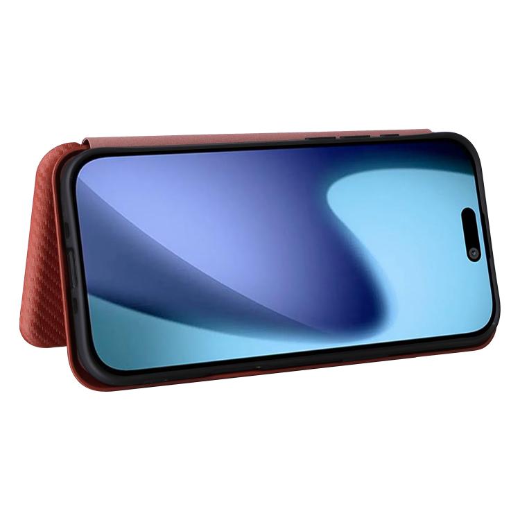 For iPhone Air Carbon Fiber Texture Flip Leather Phone Case(Brown) - iPhone Air Cases by buy2fix | Online Shopping UK | buy2fix