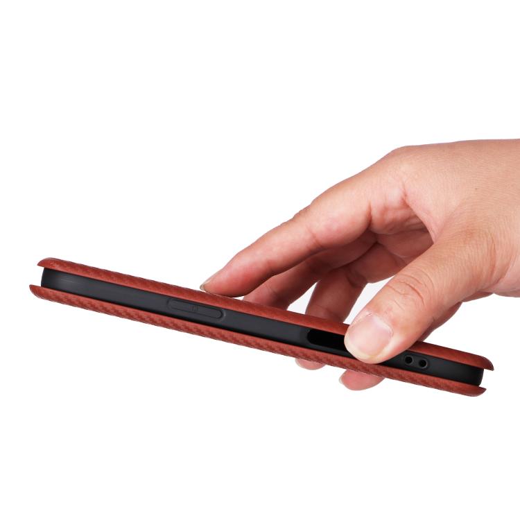 For iPhone Air Carbon Fiber Texture Flip Leather Phone Case(Brown) - iPhone Air Cases by buy2fix | Online Shopping UK | buy2fix