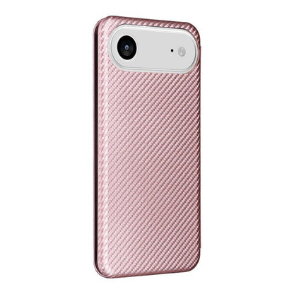 For iPhone Air Carbon Fiber Texture Flip Leather Phone Case(Pink) - iPhone Air Cases by buy2fix | Online Shopping UK | buy2fix
