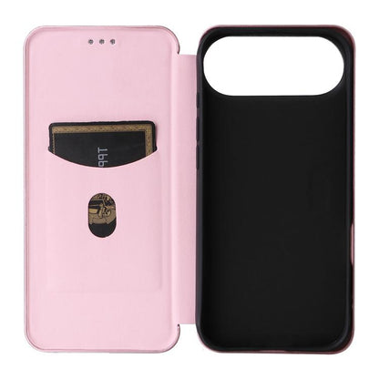 For iPhone Air Carbon Fiber Texture Flip Leather Phone Case(Pink) - iPhone Air Cases by buy2fix | Online Shopping UK | buy2fix