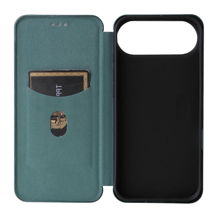 For iPhone Air Carbon Fiber Texture Flip Leather Phone Case(Green) - iPhone Air Cases by buy2fix | Online Shopping UK | buy2fix