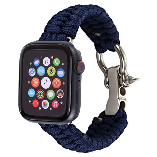 For Apple Watch Ultra 49mm&Watch Ultra 2 49mm / Series 9&8&7 45mm / SE 3&SE 2&6&SE&5&4 44mm / 3&2&1 42mm Umbrella Cord Nylon Braided Watch Band(Blue) by buy2fix