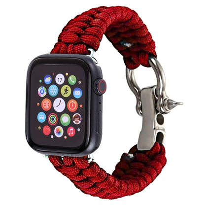 For Apple Watch Ultra 49mm&Watch Ultra 2 49mm / Series 9&8&7 45mm / SE 3&SE 2&6&SE&5&4 44mm / 3&2&1 42mm Umbrella Cord Nylon Braided Watch Band(Red) by buy2fix