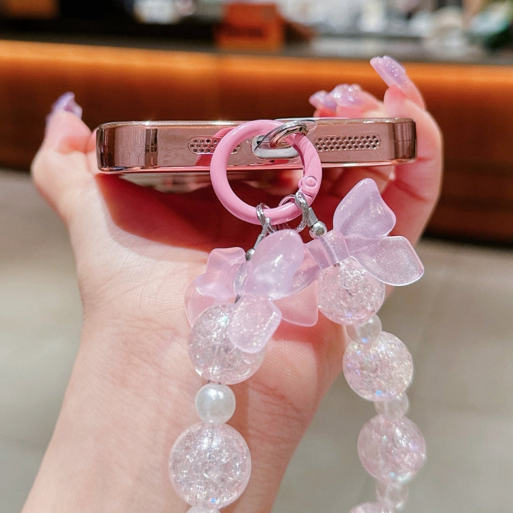 For iPhone 16 Pro Dual-Love Feather Gradient Glitter Bracelets Magsafe TPU Phone Case(Pink) by buy2fix