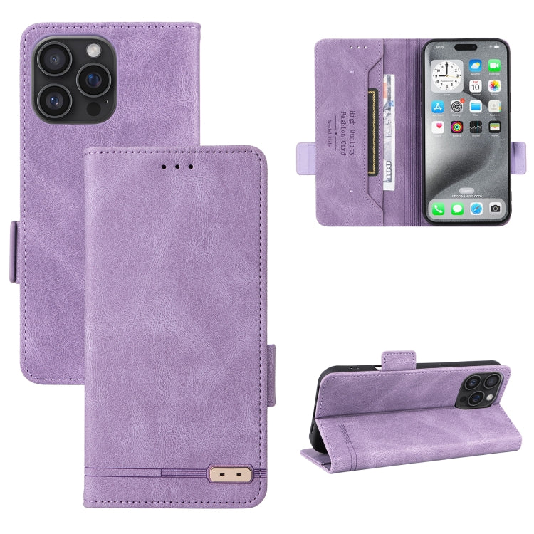 For iPhone 16 Pro Magnetic Clasp Leather Phone Case(Purple) by buy2fix