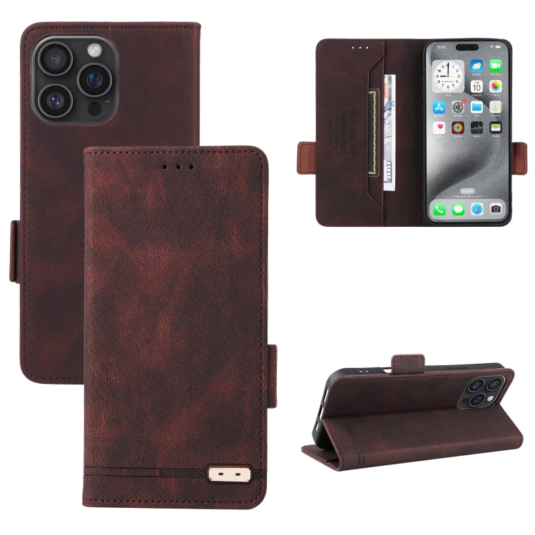 For iPhone 16 Pro Max Magnetic Clasp Leather Phone Case(Brown) by buy2fix