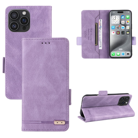 For iPhone 16 Pro Max Magnetic Clasp Leather Phone Case(Purple) by buy2fix
