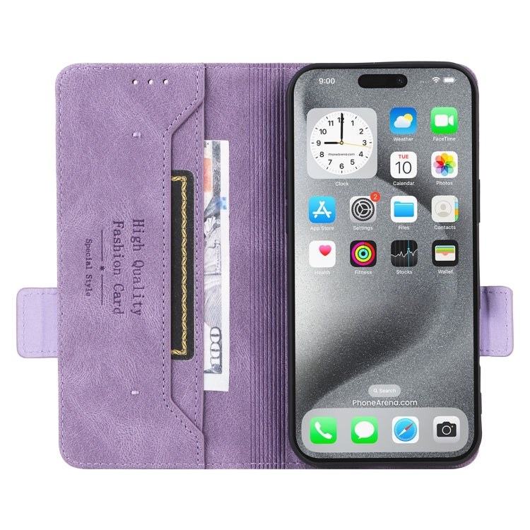 For iPhone 16 Pro Max Magnetic Clasp Leather Phone Case(Purple) by buy2fix