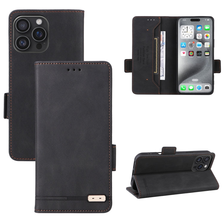 For iPhone 16 Pro Max Magnetic Clasp Leather Phone Case(Black) by buy2fix