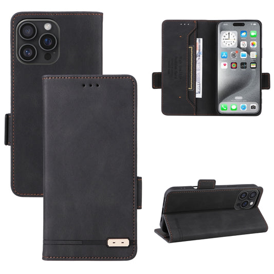 For iPhone 16 Pro Max Magnetic Clasp Leather Phone Case(Black) by buy2fix
