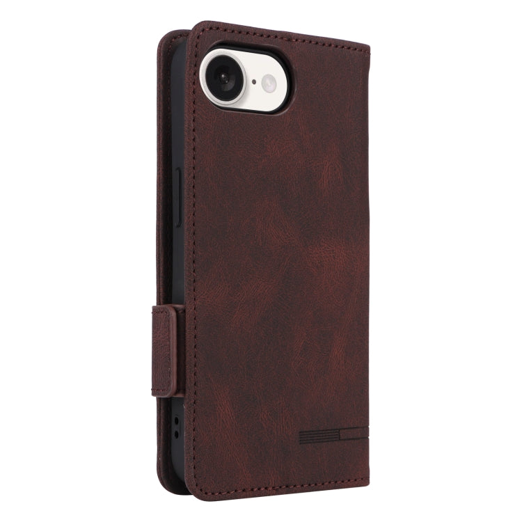 For iPhone SE 2024 Magnetic Clasp Leather Phone Case(Brown) - iPhone 16e Cases by buy2fix | Online Shopping UK | buy2fix