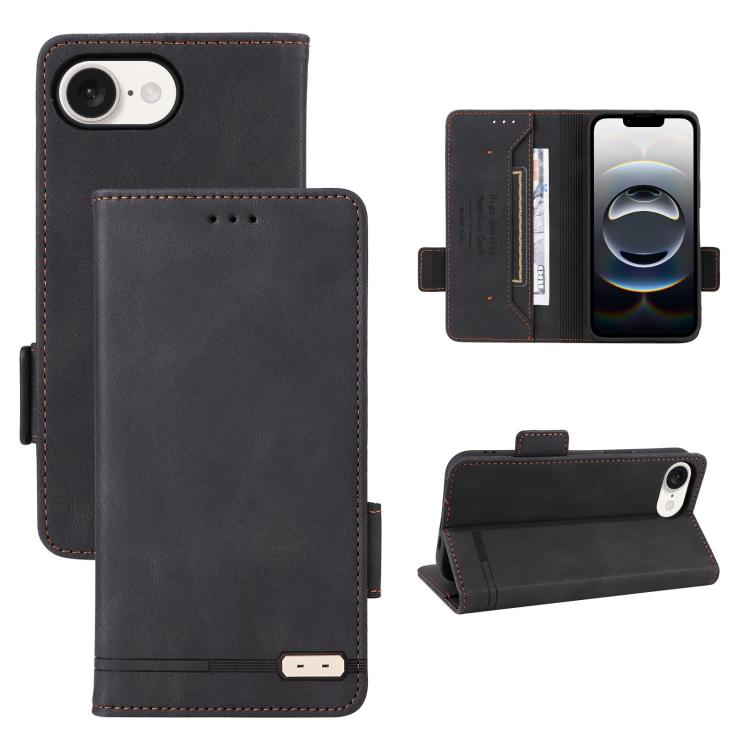 For iPhone SE 2024 Magnetic Clasp Leather Phone Case(Black) - iPhone 16e Cases by buy2fix | Online Shopping UK | buy2fix