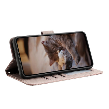 For Samsung Galaxy S25 5G Cat Embossing Pattern Leather Phone Case with Lanyard(Grey) by buy2fix
