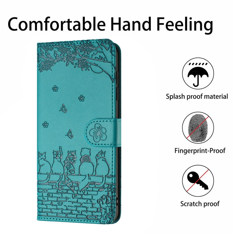 For Samsung Galaxy S25+ 5G Cat Embossing Pattern Leather Phone Case with Lanyard(Blue) by buy2fix