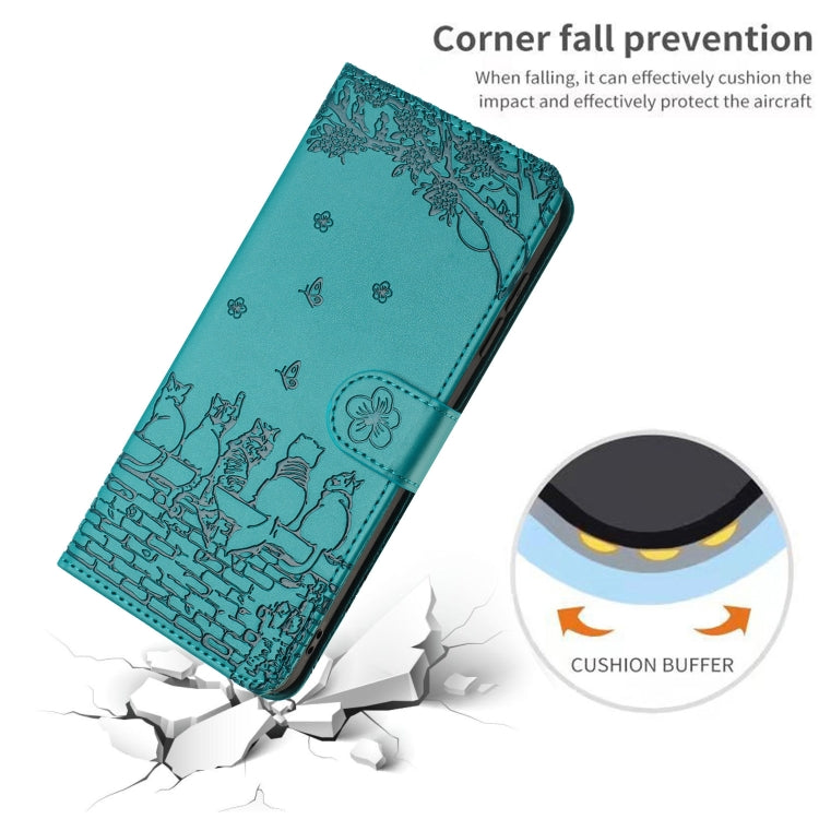 For Samsung Galaxy S25+ 5G Cat Embossing Pattern Leather Phone Case with Lanyard(Blue) by buy2fix