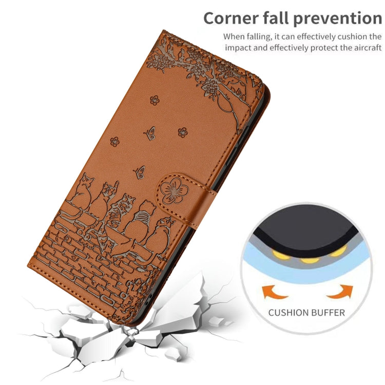 For Samsung Galaxy S25 Ultra 5G Cat Embossing Pattern Leather Phone Case with Lanyard(Brown) by buy2fix
