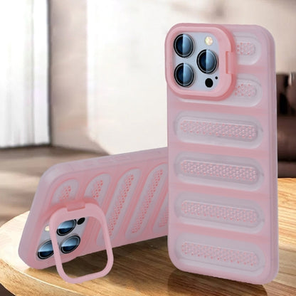 For iPhone 16 Pro Invisible Holder Cooling Phone Case(Transparent Pink) by buy2fix