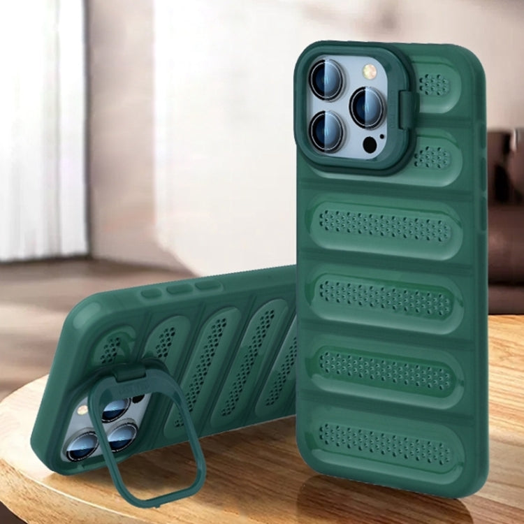 For iPhone 16 Pro Max Invisible Holder Cooling Phone Case(Transparent Green) by buy2fix