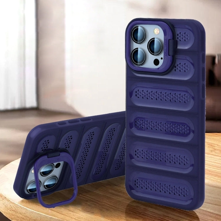 For iPhone 16 Pro Max Invisible Holder Cooling Phone Case(Transparent Purple) by buy2fix