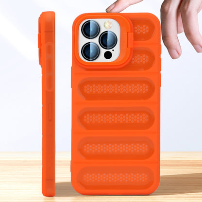 For iPhone 16 Pro Max Invisible Holder Cooling Phone Case(Transparent Orange) by buy2fix