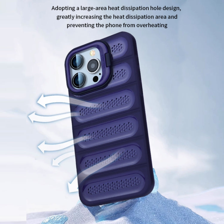 For iPhone 16 Pro Invisible Holder Cooling Phone Case(Transparent Purple) by buy2fix