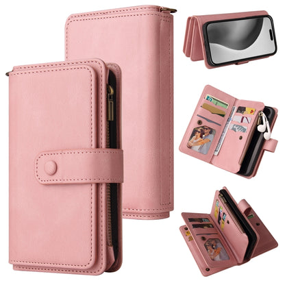 For iPhone 16 Pro Max Skin Feel Multi Card Slots Zipper Wallet Leather Phone Case(Pink) - iPhone 16 Pro Max Cases by buy2fix | Online Shopping UK | buy2fix
