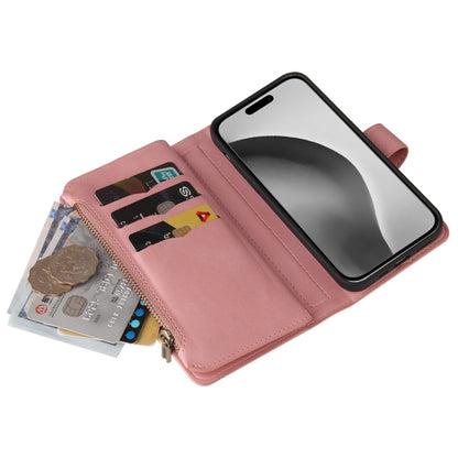 For iPhone 16 Pro Max Skin Feel Multi Card Slots Zipper Wallet Leather Phone Case(Pink) - iPhone 16 Pro Max Cases by buy2fix | Online Shopping UK | buy2fix