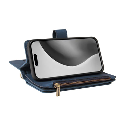 For iPhone 16 Pro Max Skin Feel Multi Card Slots Zipper Wallet Leather Phone Case(Blue) - iPhone 16 Pro Max Cases by buy2fix | Online Shopping UK | buy2fix