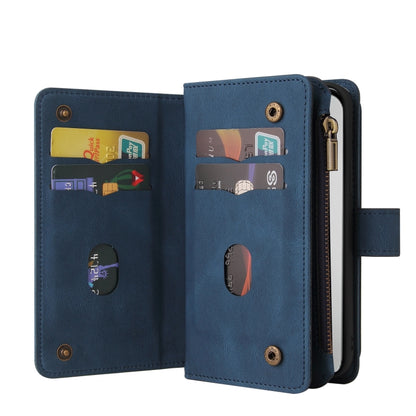 For iPhone 16 Pro Max Skin Feel Multi Card Slots Zipper Wallet Leather Phone Case(Blue) - iPhone 16 Pro Max Cases by buy2fix | Online Shopping UK | buy2fix