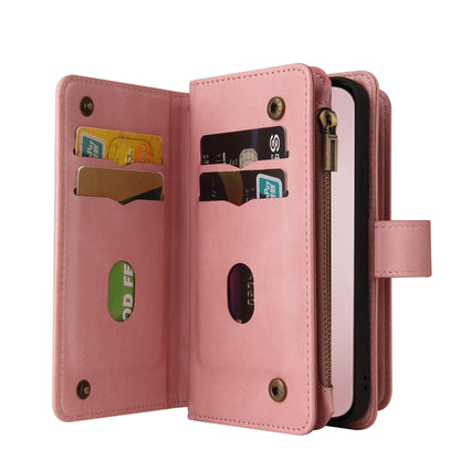 For iPhone 16 Pro Skin Feel Multi Card Slots Zipper Wallet Leather Phone Case(Pink) by buy2fix