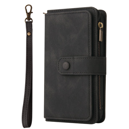 For iPhone 16 Plus Skin Feel Multi Card Slots Zipper Wallet Leather Phone Case(Black) - iPhone 16 Plus Cases by buy2fix | Online Shopping UK | buy2fix