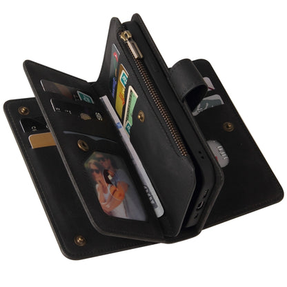 For iPhone 16 Plus Skin Feel Multi Card Slots Zipper Wallet Leather Phone Case(Black) - iPhone 16 Plus Cases by buy2fix | Online Shopping UK | buy2fix