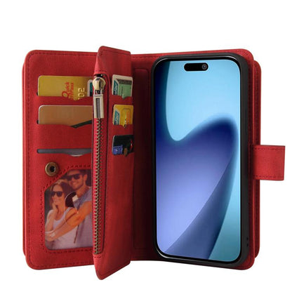 For iPhone Air Skin Feel Multi Card Slots Zipper Wallet Leather Phone Case(Red) - iPhone Air Cases by buy2fix | Online Shopping UK | buy2fix