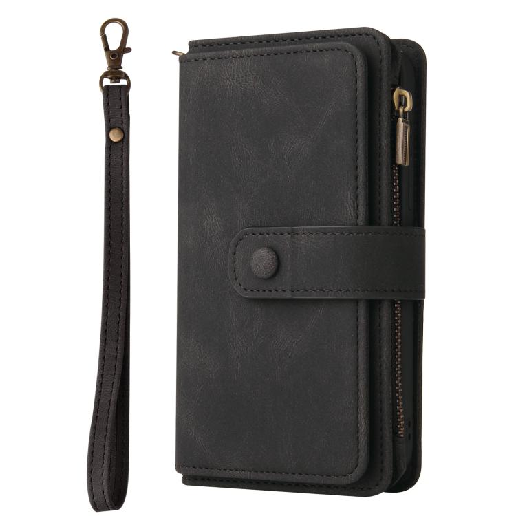 For iPhone Air Skin Feel Multi Card Slots Zipper Wallet Leather Phone Case(Black) - iPhone Air Cases by buy2fix | Online Shopping UK | buy2fix