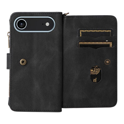 For iPhone Air Skin Feel Multi Card Slots Zipper Wallet Leather Phone Case(Black) - iPhone Air Cases by buy2fix | Online Shopping UK | buy2fix
