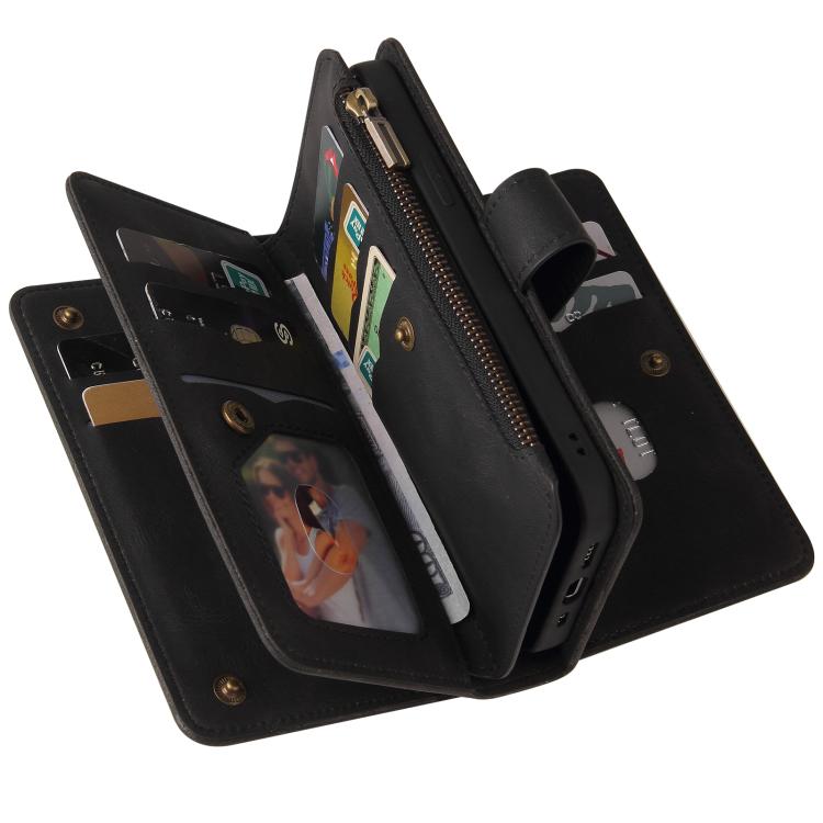 For iPhone Air Skin Feel Multi Card Slots Zipper Wallet Leather Phone Case(Black) - iPhone Air Cases by buy2fix | Online Shopping UK | buy2fix