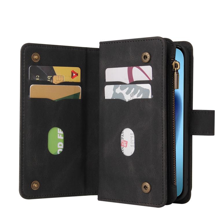 For iPhone Air Skin Feel Multi Card Slots Zipper Wallet Leather Phone Case(Black) - iPhone Air Cases by buy2fix | Online Shopping UK | buy2fix
