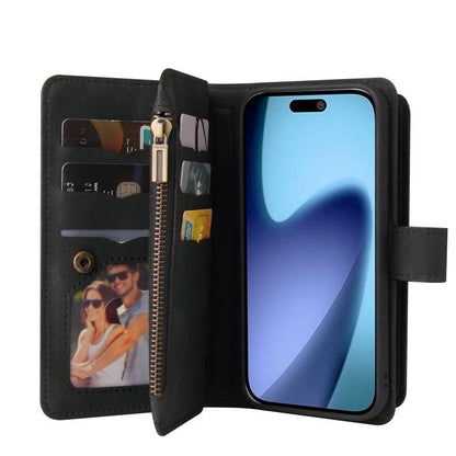 For iPhone Air Skin Feel Multi Card Slots Zipper Wallet Leather Phone Case(Black) - iPhone Air Cases by buy2fix | Online Shopping UK | buy2fix