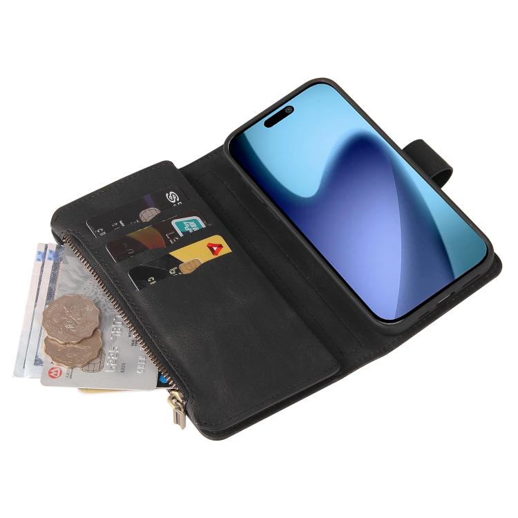 For iPhone Air Skin Feel Multi Card Slots Zipper Wallet Leather Phone Case(Black) - iPhone Air Cases by buy2fix | Online Shopping UK | buy2fix