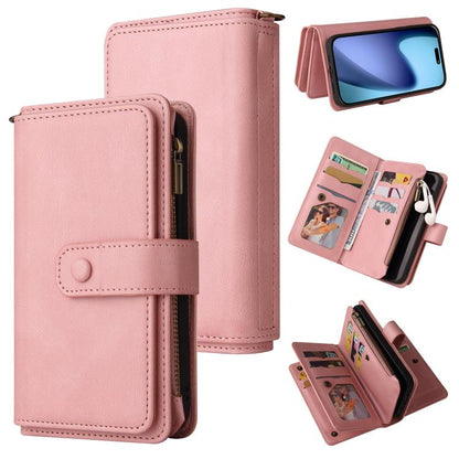 For iPhone Air Skin Feel Multi Card Slots Zipper Wallet Leather Phone Case(Pink) - iPhone Air Cases by buy2fix | Online Shopping UK | buy2fix