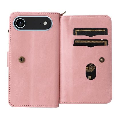 For iPhone Air Skin Feel Multi Card Slots Zipper Wallet Leather Phone Case(Pink) - iPhone Air Cases by buy2fix | Online Shopping UK | buy2fix