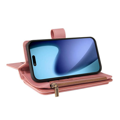 For iPhone Air Skin Feel Multi Card Slots Zipper Wallet Leather Phone Case(Pink) - iPhone Air Cases by buy2fix | Online Shopping UK | buy2fix