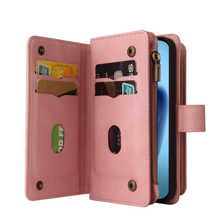 For iPhone Air Skin Feel Multi Card Slots Zipper Wallet Leather Phone Case(Pink) - iPhone Air Cases by buy2fix | Online Shopping UK | buy2fix
