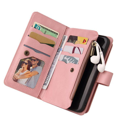 For iPhone Air Skin Feel Multi Card Slots Zipper Wallet Leather Phone Case(Pink) - iPhone Air Cases by buy2fix | Online Shopping UK | buy2fix