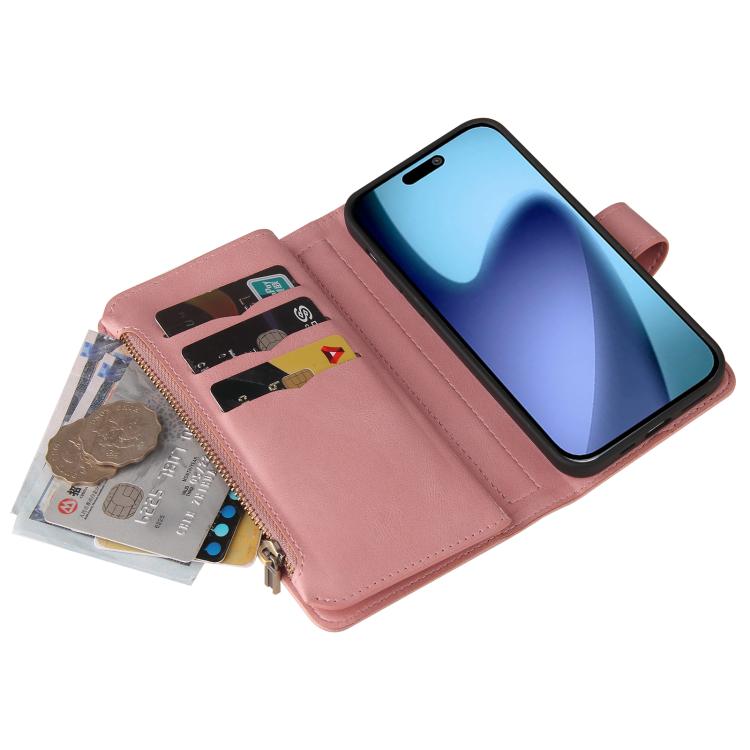 For iPhone Air Skin Feel Multi Card Slots Zipper Wallet Leather Phone Case(Pink) - iPhone Air Cases by buy2fix | Online Shopping UK | buy2fix