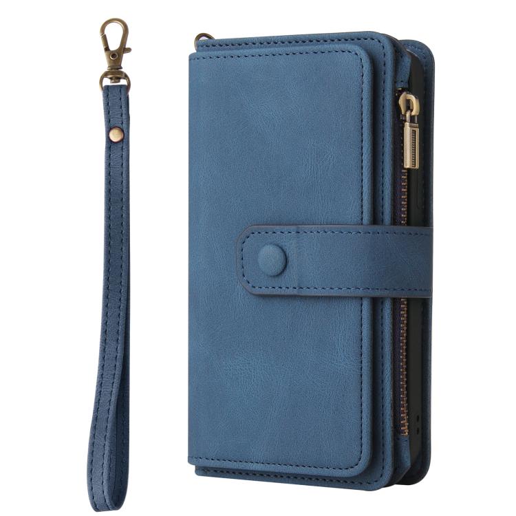 For iPhone Air Skin Feel Multi Card Slots Zipper Wallet Leather Phone Case(Blue) - iPhone Air Cases by buy2fix | Online Shopping UK | buy2fix