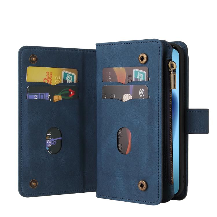 For iPhone Air Skin Feel Multi Card Slots Zipper Wallet Leather Phone Case(Blue) - iPhone Air Cases by buy2fix | Online Shopping UK | buy2fix